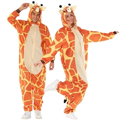 Image of Morph, Giraffe Onesie Adult, Animal Costume Hoodie, Halloween Onesies for Outfit Medium