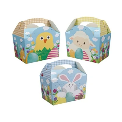 Image of 30 Animal Themed Food Boxes Picnic Carry Meal Box Kids Birthday Party Bag Plate (Easter)