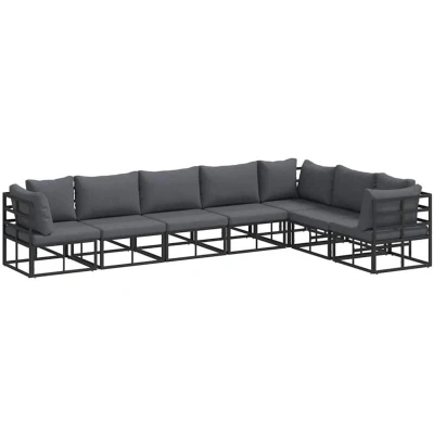 Image of vidaXL Garden Sofa Set with Cushion Pillow 7 pcs Black Aluminium