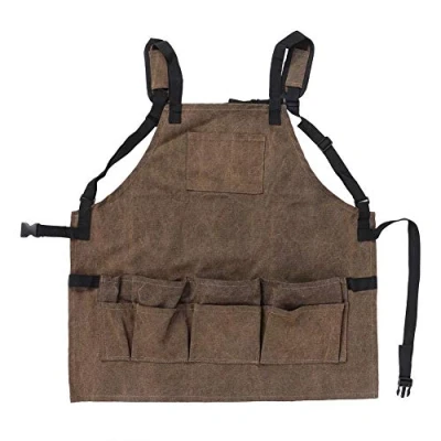 Image of TOPINCN Woodworking Apron Multipurpose Waterproof With Tool Pockets Garden Workshop 11 Adjustable Leather Belt Suitable for Men And Women