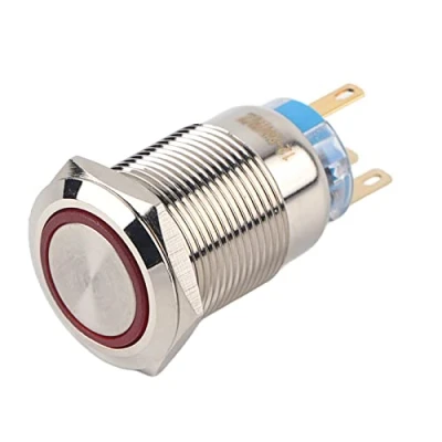 Image of 19mm 12V Self Locking LED Latching Round Push Button Switch Waterproof(red), Automotive Interior