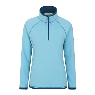 Image of Mountain Warehouse Montana Womens Microfleece Breathable Ladies Sweater, Quick Drying Pullover, Warm Fleece Jacket, Half Zip for Autumn Winter, Travelling, Outdoors Blue Women&#039;s Size 8
