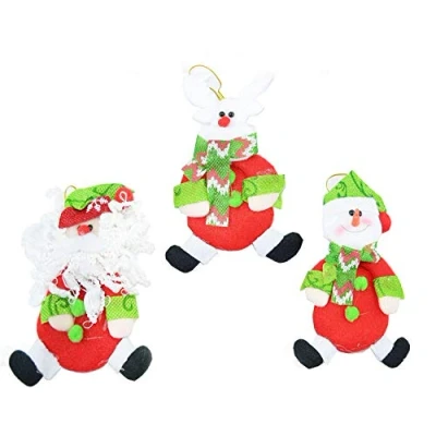 Image of Shatchi 3 Handmade Novelty Christmas Tree Hanging Decoration Xmas Home Decor Stocking Fillers Santa Snowman Reindeer Teddy Toys Gifts 6113