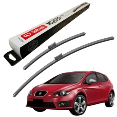 Image of Silbak Windscreen Wipers, fits for SEAT LEON (09/2012 ONWARDS) Front Wiper Blades, 650mm/400mm