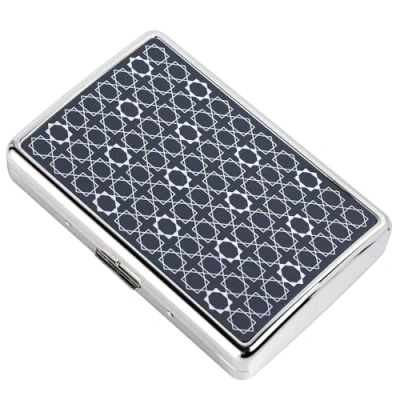 Image of EYIDADAE Elegant and Beautiful Metal Cigarette Case for Men Women Can Hold 16 Regular (King Size) or 100mm Cigarettes, Making It Perfect Daily Travel Use (Checkered Silver)