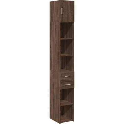 Image of vidaXL Slim Storage Cabinet Brown Oak 30x42.5x225 cm Engineered Wood