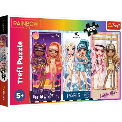 Image of Trefl 16444 100 Elements Puzzle Coloré avec Personnages Conte Fées, Divertissement Créatif, Amusement Pour les Enfants à Partir de 5 ans, Rainbow High, Bow Dolls