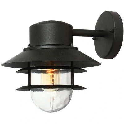 Image of Copenhagen 1 Light Outdoor Dome Wall Lantern Black IP44, E27
