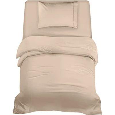 Image of Utopia Bedding 3 Piece Single Set Duvet Cover, Fitted Sheet with Pillow case Soft Brushed Microfiber (Beige)