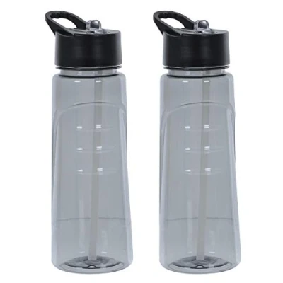 Image of Hodge and XS Stock 2 Pack of Reusable Drinking Water Bottles Tritan Plastic 750ml Grey