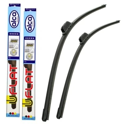 Image of alca Flat Set of 2 Front Wiper Blades Fits Suzuki Swift 2005 onwards AH 21&quot;18&quot;