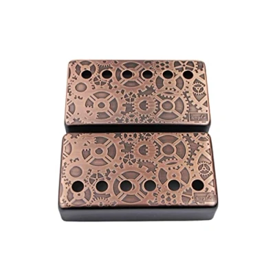 Image of Guyker Humbucker Pickup Cover (50mm/52mm Pole Spacing) Cupronickel Bridge and Neck Pickups Frame Set Replacement Parts for Les Paul LP Style Electric Guitar, Gear Style, Bronze