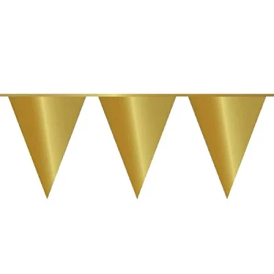 Image of Bunting mini Gold 3m, 3 metres 12 Triangle flags measuring 15x11cms Plastic