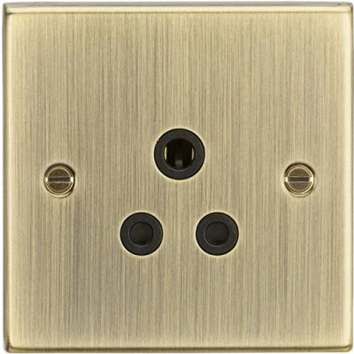 Image of KnightsBridge 5A Unswitched Socket Square Edge Antique Brass Finish with Black Insert