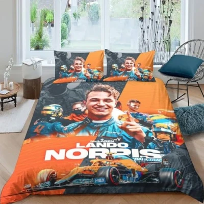 Image of EOASNRTCB Lando Norris Duvet Cover Set 3D F1 Racing Kids Bedding Ultra Soft Microfiber Polyester Comforter Quilt with Zipper Closure Double（200x200cm）