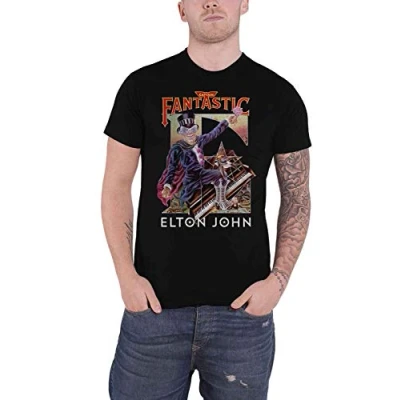 Image of Elton John T Shirt Captain Fantastic Rocketman Official Mens Black L