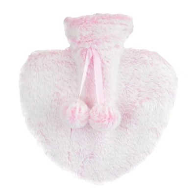 Image of Heart Shaped Hot Water Bottle &amp; Plush Cover 800ml Pink