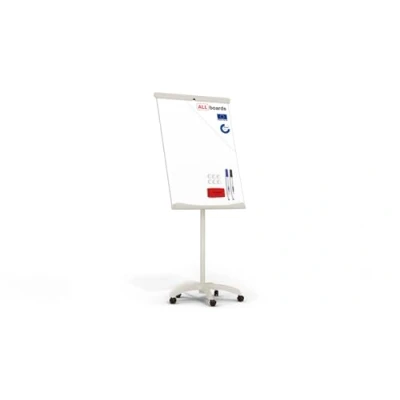 Image of ALLboards Mobile Flipchart on Castors 100x70cm(1000x700mm), Adjustable Hight, Magnetic Whiteboard Dry Wipe Surface