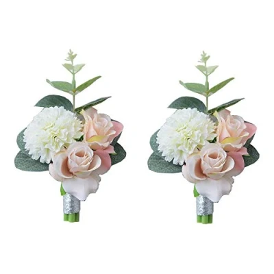 Image of Shiwaki 2pcs Wedding Supplies Decoration Girl Bridesmaid Buttonhole Prom Party Corsage Gift (Pink)