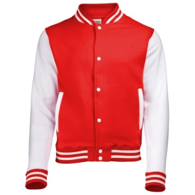 Image of Awdis Kids Unisex Varsity Jacket/Schoolwear (7 8) (Fire Red/White)