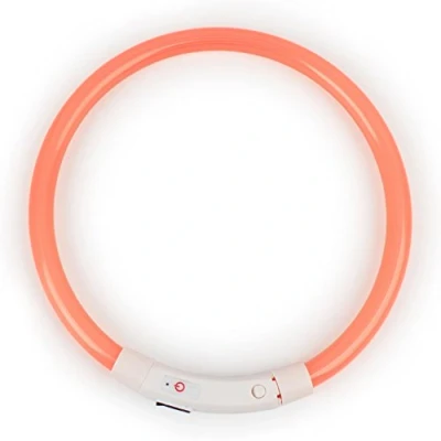 Image of Gemini_mall® LED Pet Dog Collar, USB Rechargeable Safety Collar Waterproof Light up Flashing (S 35cm, Orange)