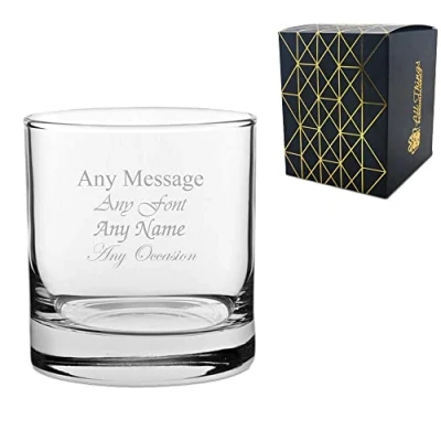 Image of Personalised Engraved 13oz Whiskey Glass, Gift Boxed, Personalise with Any Name and Message, Perfect for Occasion