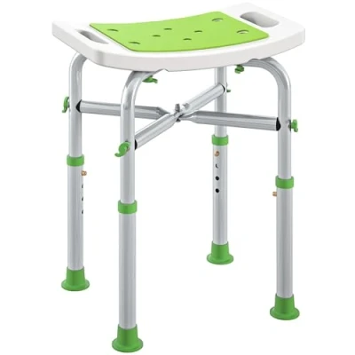 Image of HOMCOM Adjustable Shower Stool with Foot Pads for Elderly Disabled Green