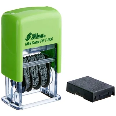 Image of Shiny PET 300 Self inking Date Stamp (3.8mm Character Height) , Green