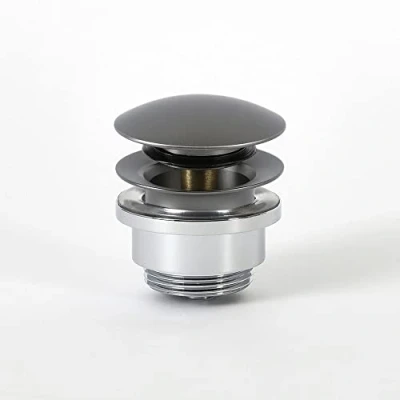 Image of Milano Modern Push Button Universal Slotted Unslotted Bathroom Basin Sink Waste Gunmetal Grey