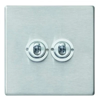 Image of Hamilton Hartland G2 Satin Stainless 2 Gang 20AX Way Toggle