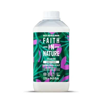 Image of Faith In Nature Natural Lavender &amp; Geranium Conditioner, Balancing for Normal Hair Scalp, Vegan Cruelty Free, No SLS, Silicones or Parabens, 2.5L Refill