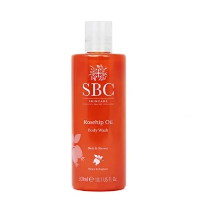 Image of SBC Skincare Rosehip Oil Body Wash 300ml, Anti Ageing Bath and Shower with Vitamins A, C E, Delicate Scent