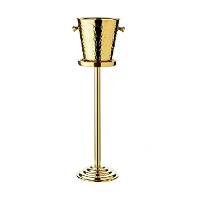 Image of EDZARD Champagne Cooler Capri Gold Bottle Cooler, with Stand Drinks for 1 Bowl Wine, &amp; Ice Cubes Wine Patterned Handles