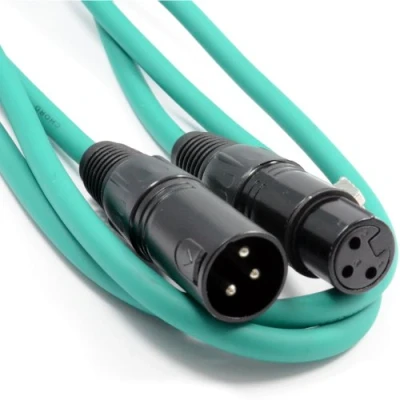 Image of kenable Balanced XLR Microphone Lead Male to Female Audio Cable GREEN 1.5m [1.5 metres]