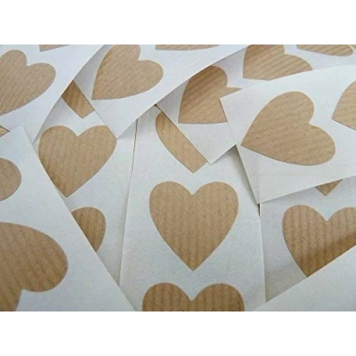 Image of Mini Sticker Pack, Heart Shaped Light Brown, Kraft Stickers, 28x28mm Self Adhesive Labels