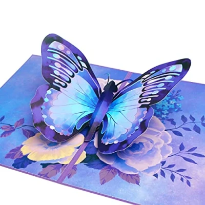 Image of Ribbli Butterfly Birthday Card 3D Pop Up Card,Morpho Card,Mothers Day Card, Anniversary,Thinking Of You,Get Well,Butterfly Gifts For Her,Women,Wife,Daughter,Girl,Mom,Girlfriend