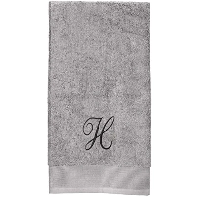 Image of HOMESCAPES Dove Grey Personalised Bath Towel 700 GSM Combed 100% Egyptian Cotton 70 x 130 cm