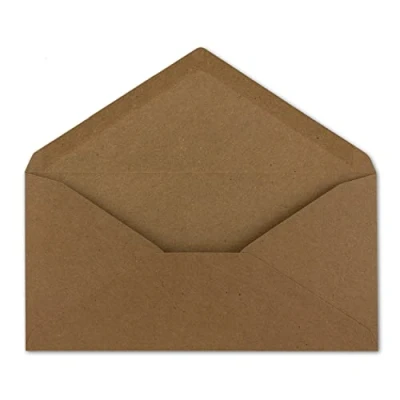 Image of 100 DIN long envelopes kraft paper brown 22 x 11 cm 120 g m² wet glue postal without window ideal for Christmas greeting cards invitations from your Glüxx agent