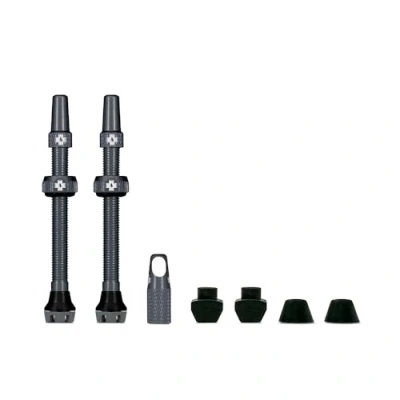 Image of Muc Off Tubeless Valves, Grey 44mm Dust Caps for Bikes with Valve Core Removal Tool Presta MTB/Road/Gravel