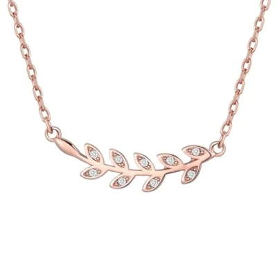 Image of Philip Jones Rose Gold Plated Leaf Necklace Created with Zircondia® Crystals