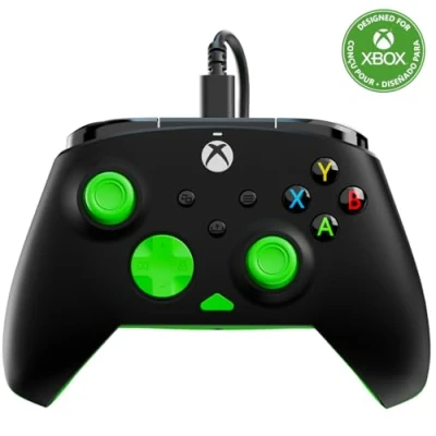 Image of Turtle Beach Rematch Core Black/Green Wired Gaming Controller Licensed for Xbox Series X and S, One Windows PCs Audio Controls, Rumble Motors Impulse Triggers, 8ft Cable