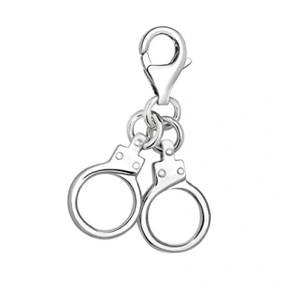 Image of Quiges 3D Handcuffs Clip On Charm Pendant Silver Plated Women&#039;s Jewellery