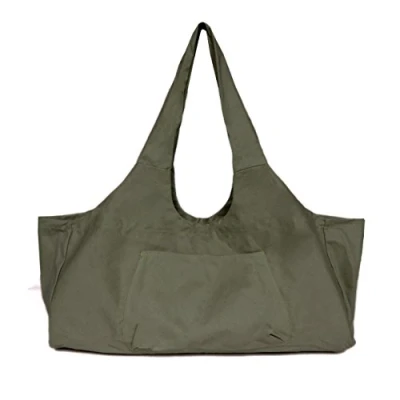 Image of 3DTengkit Yoga Bag Large mat Bag,Canvas Tote with Inside Zip Pocket Fits Most Size Mats (army green)