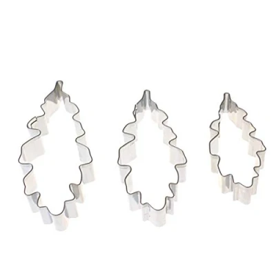 Image of DUBENS Set of 3 Silver Leaf Chrysanthemum Stainless Steel Cookie Cutter Fondant Sugarcraft Cake Decorating Tool