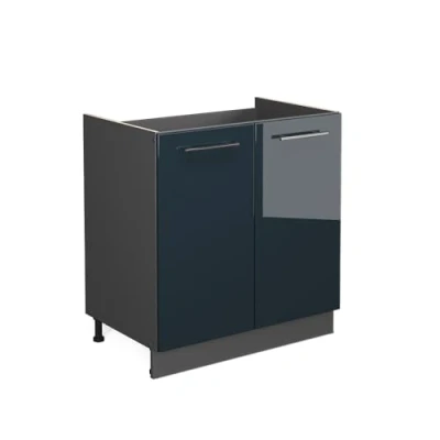 Image of Vicco Sink base cabinet Fame Line, Dark blue high gloss, 80 cm without worktop