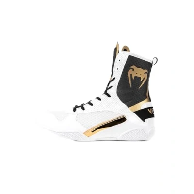 Image of Venum Unisex Adult Elite Boxing Shoes Shoes, White/Black Gold, 6.5 Men/8 Women