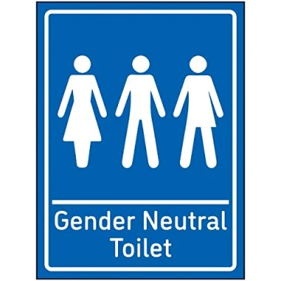 Image of V Safety Gender Neutral Toilet Sign 150x200mm Blue Self Adhesive Vinyl