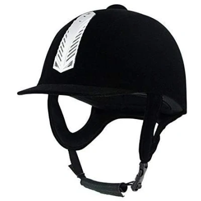 Image of SportTent Comfortable Velvet Equestrian Helmet Horse Riding Hat Helmets Lightweight Black Unisex (56cm)