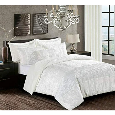 Image of Householdfurnishing 3 Pieces Duvet/Quilt Cover Set Bedding Crushed Velvet With Pillowcases (White, Super King)