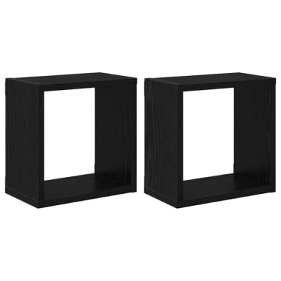 Image of vidaXL Wall Shelves Oak Black MDF 26 x 15 cm